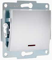 Выключатель с подсветкой без рамки Lezard Karina 1-кл. матовое серебро картинка